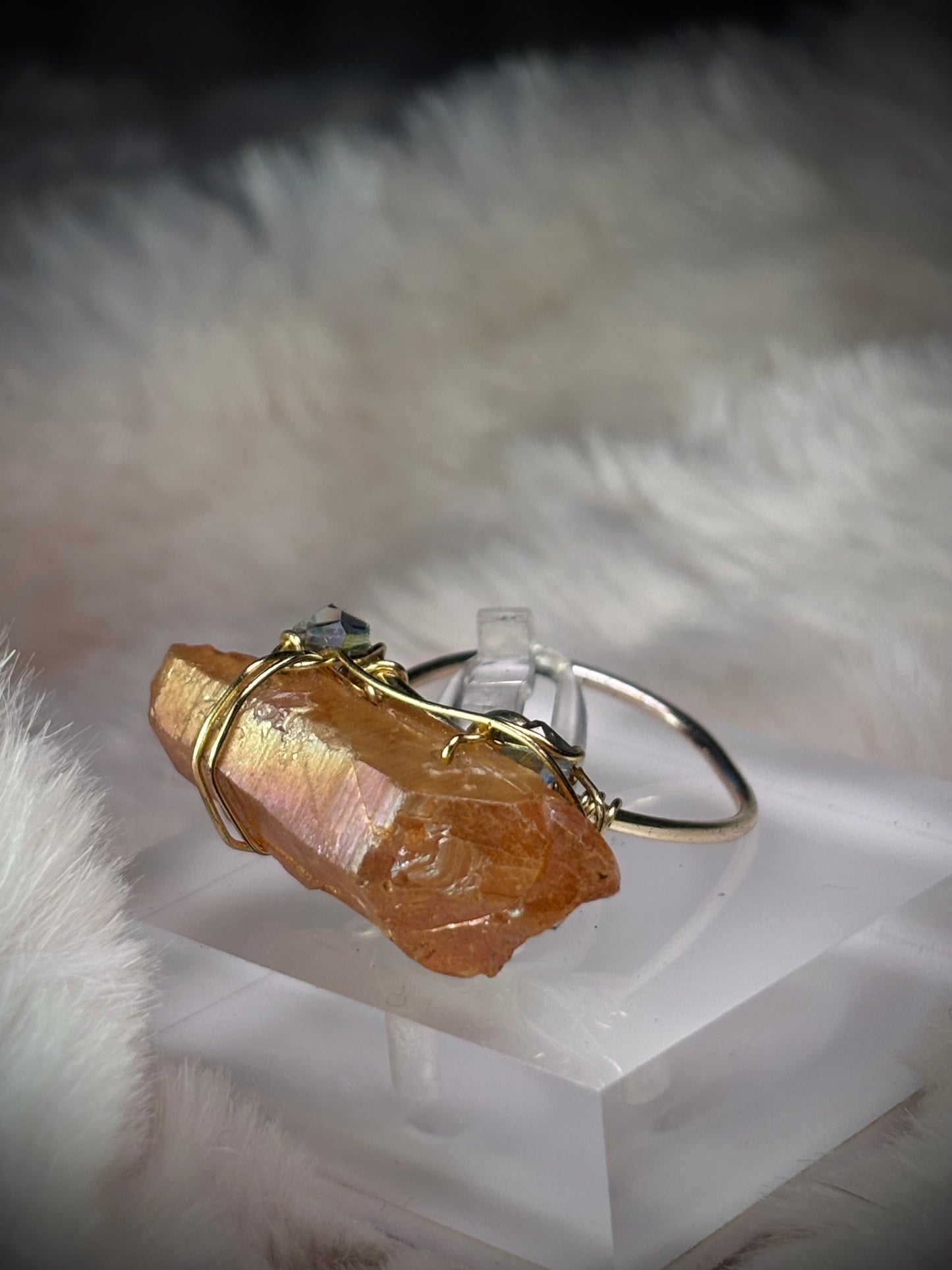 Sunburst Heat-treated Amethyst Ring:  Sun-Forged, Phoenix, Molten Earth