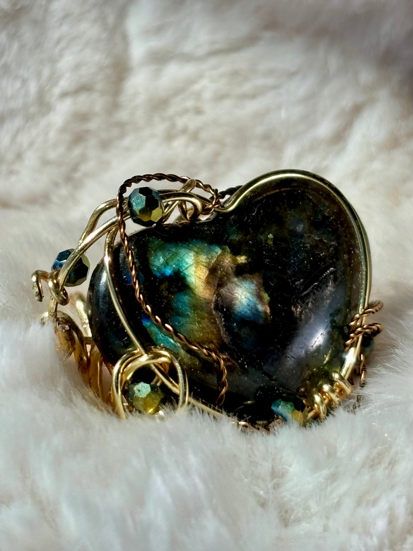 Labradorite heart ring: Knowing￼