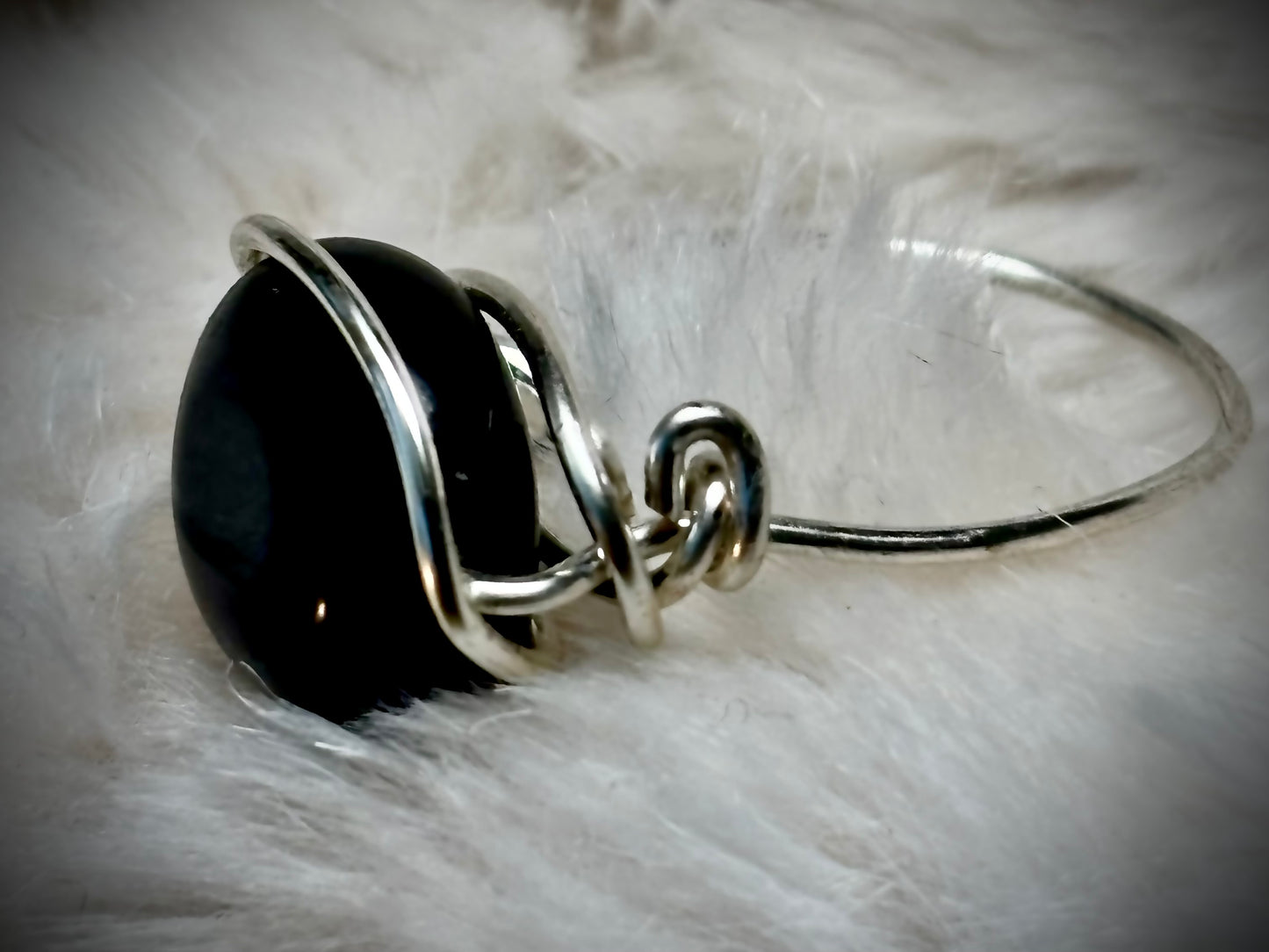 BLACK ONYX RING — SILVER