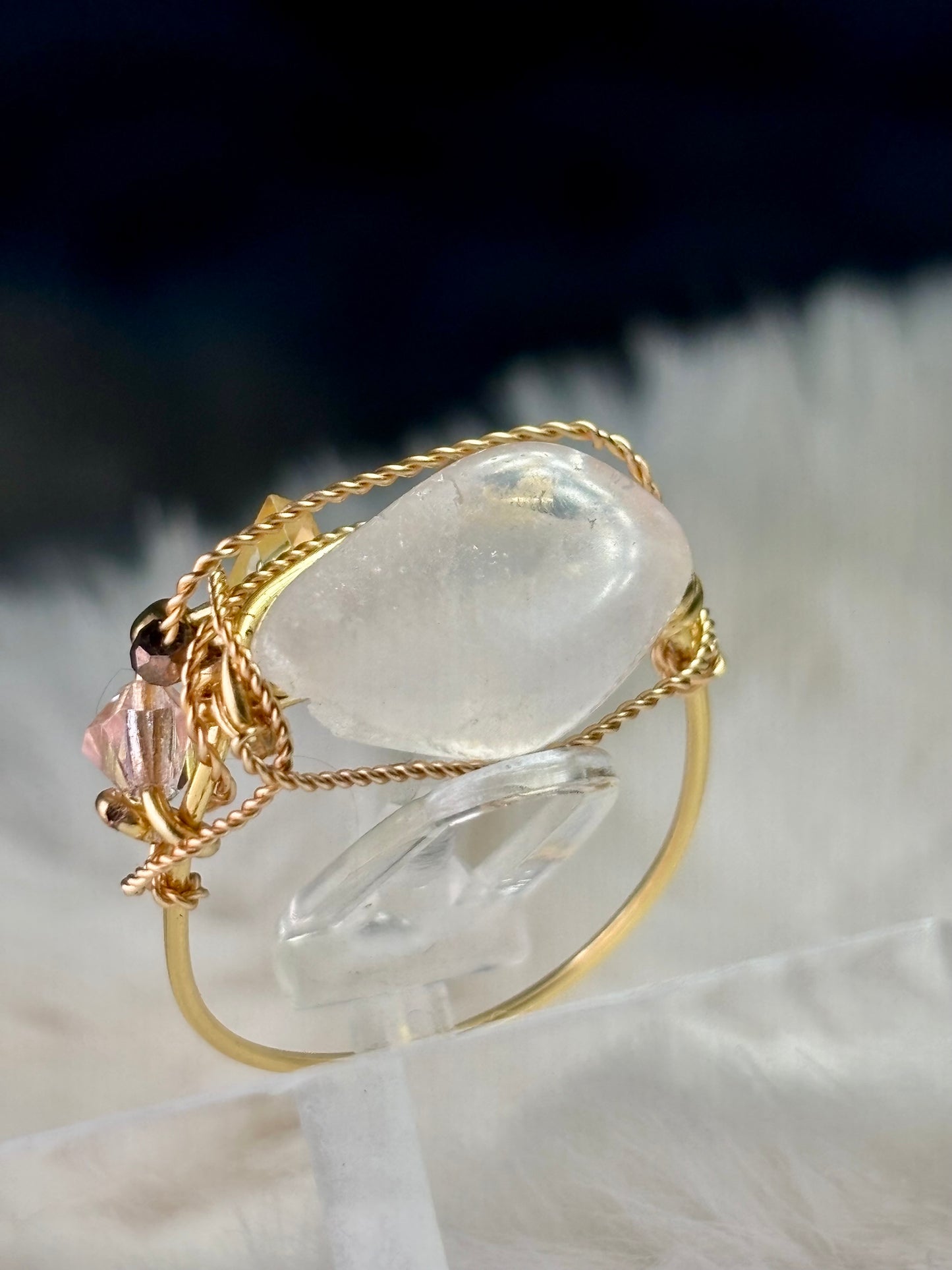 Rose quartz ring: pure princess ￼