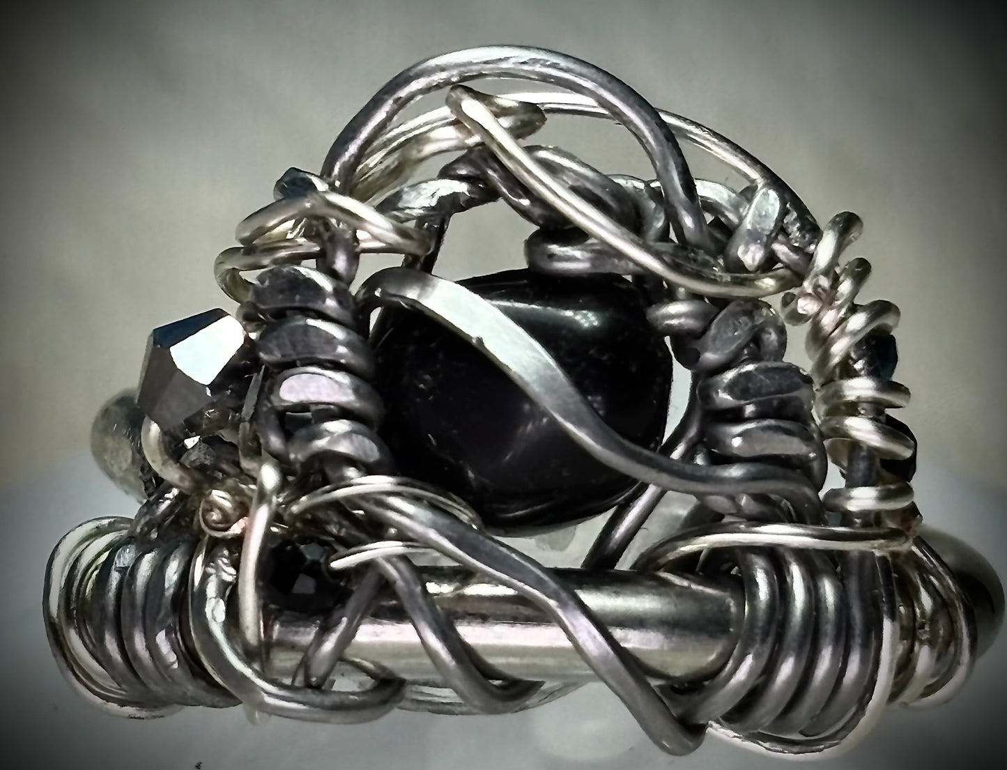 Black Onyx and Argentinian, silver ring: ￼ commanding strength