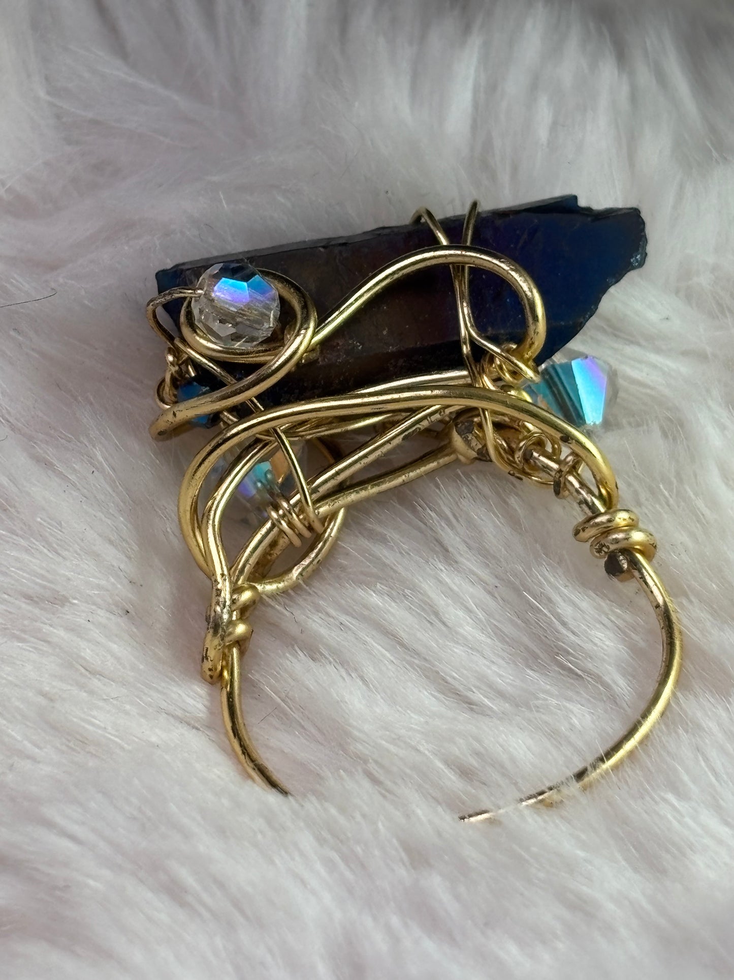 ELECTRIC BLUE:  AURA QUARTZ RING — GOLD