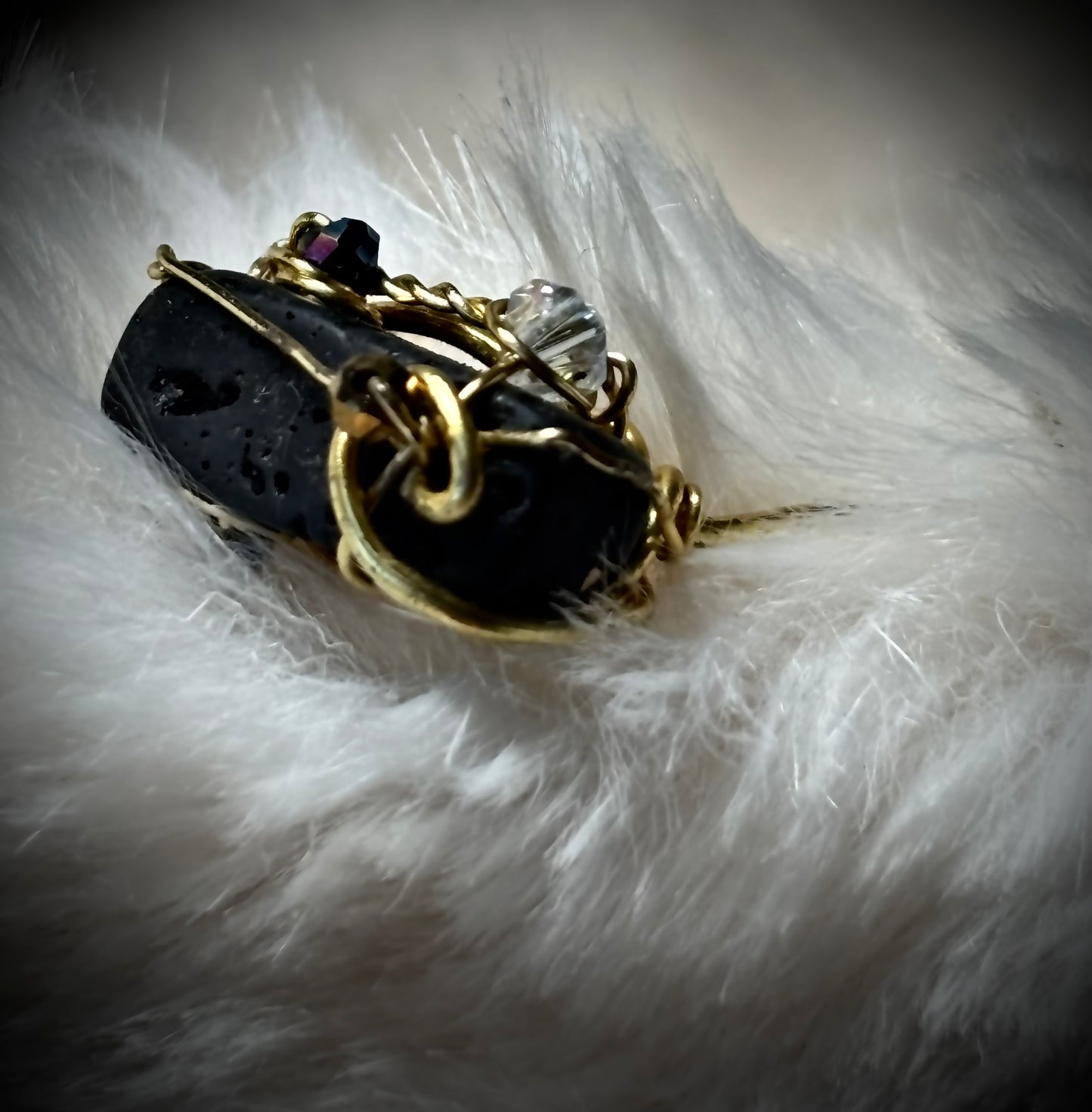Lava Rock Ring in Gold ￼