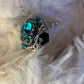 Turquoise green rhinestone ring in silver￼