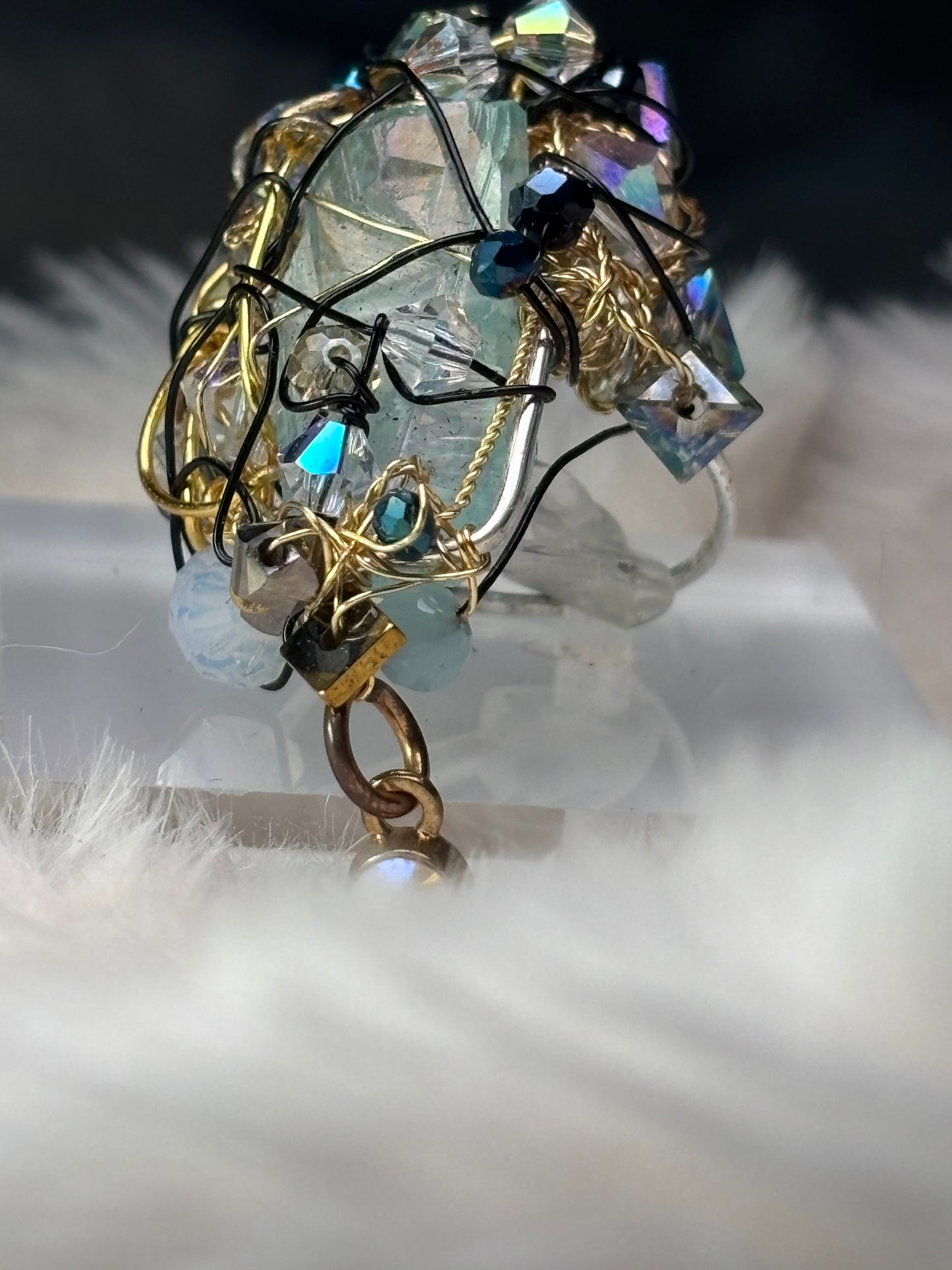 Glacial Empress: blue crystal ring ￼