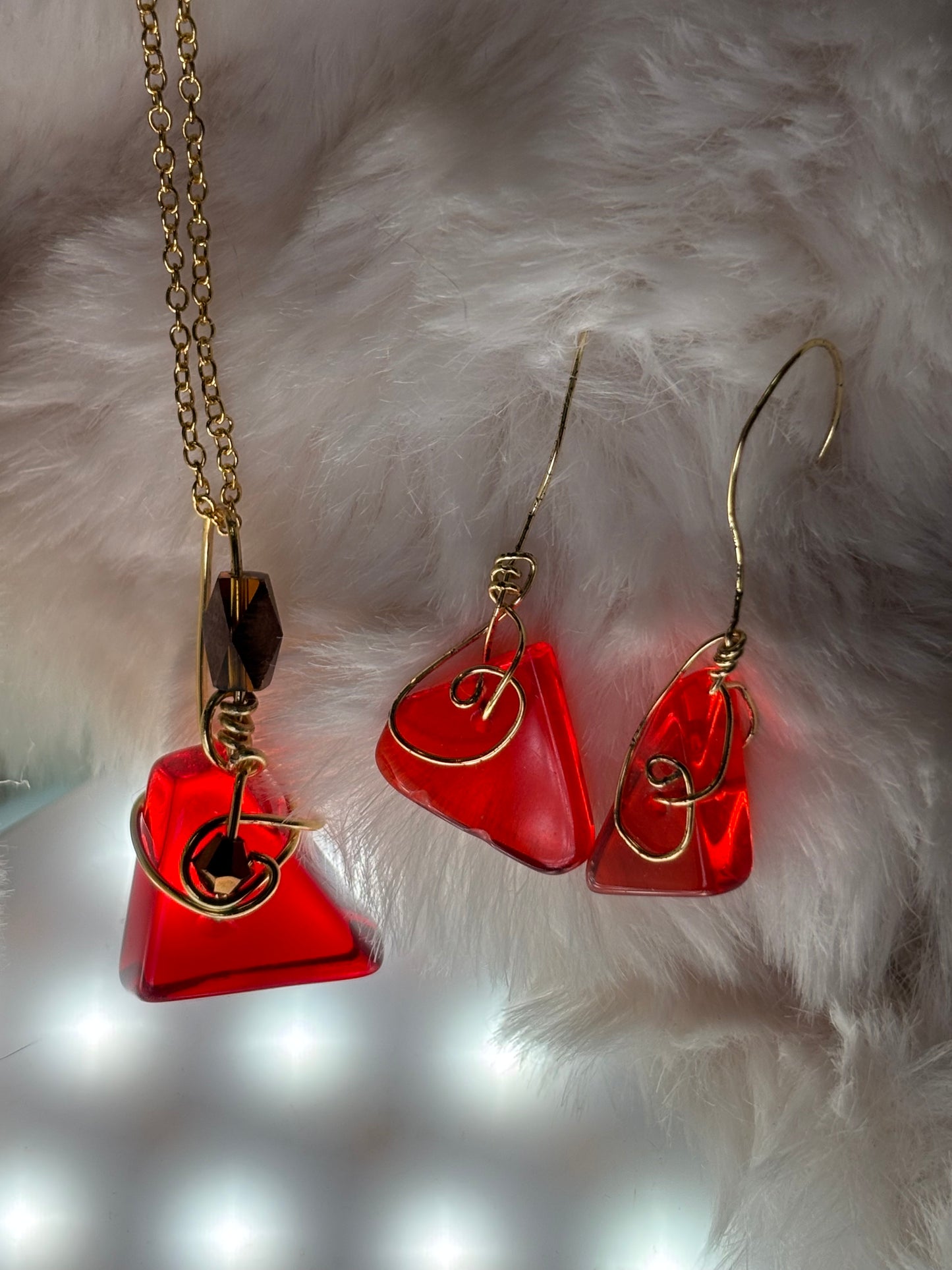 Fire drop: candy collection: pendant /earring /bracelet set