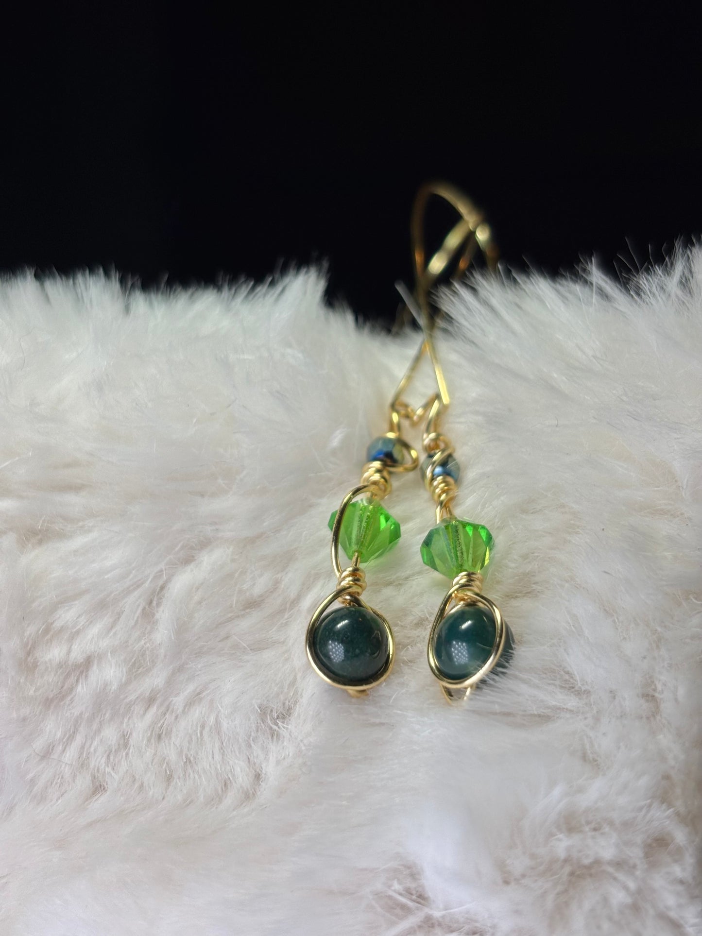 Green Forest Light: green nephrite earrings
