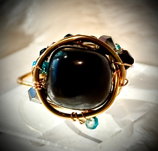 BROWN OBSIDIAN RING — TRIBAL ROYALTY