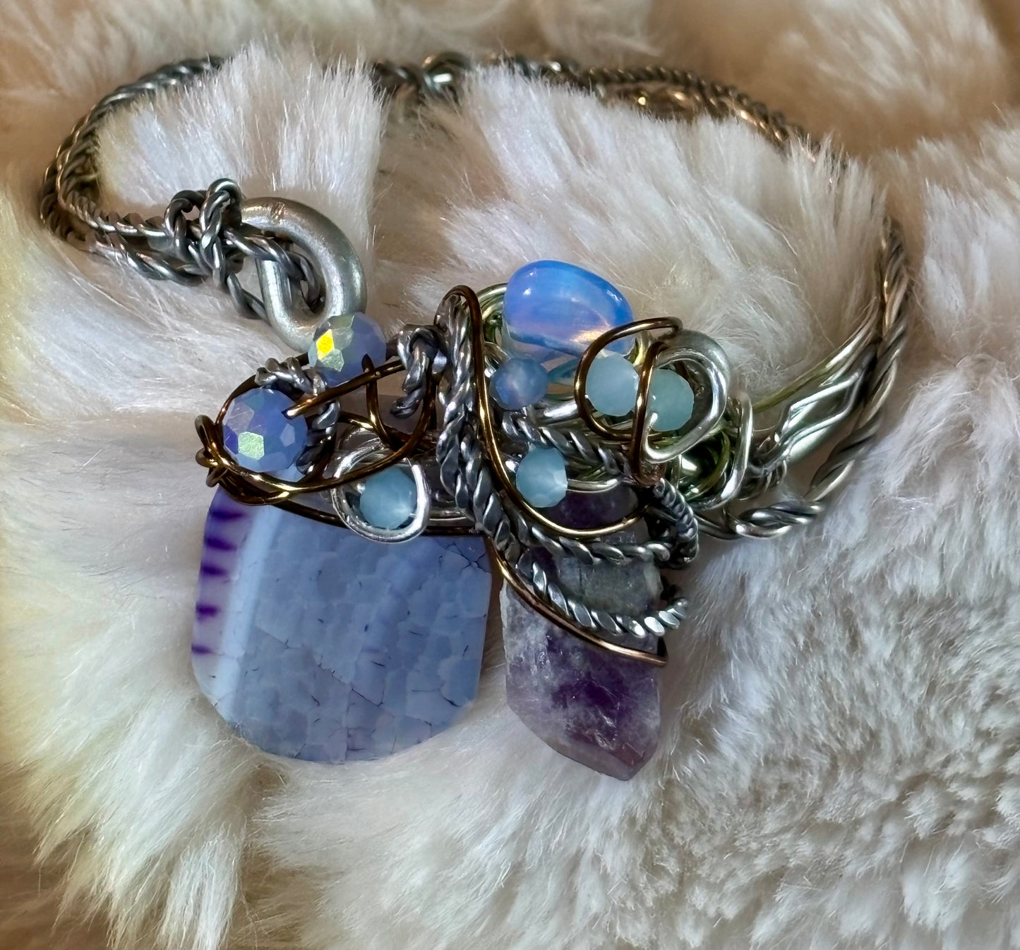 Dragon Vein Agate, Amethyst, Moonstone Bracelet:    DRAGON RIDER