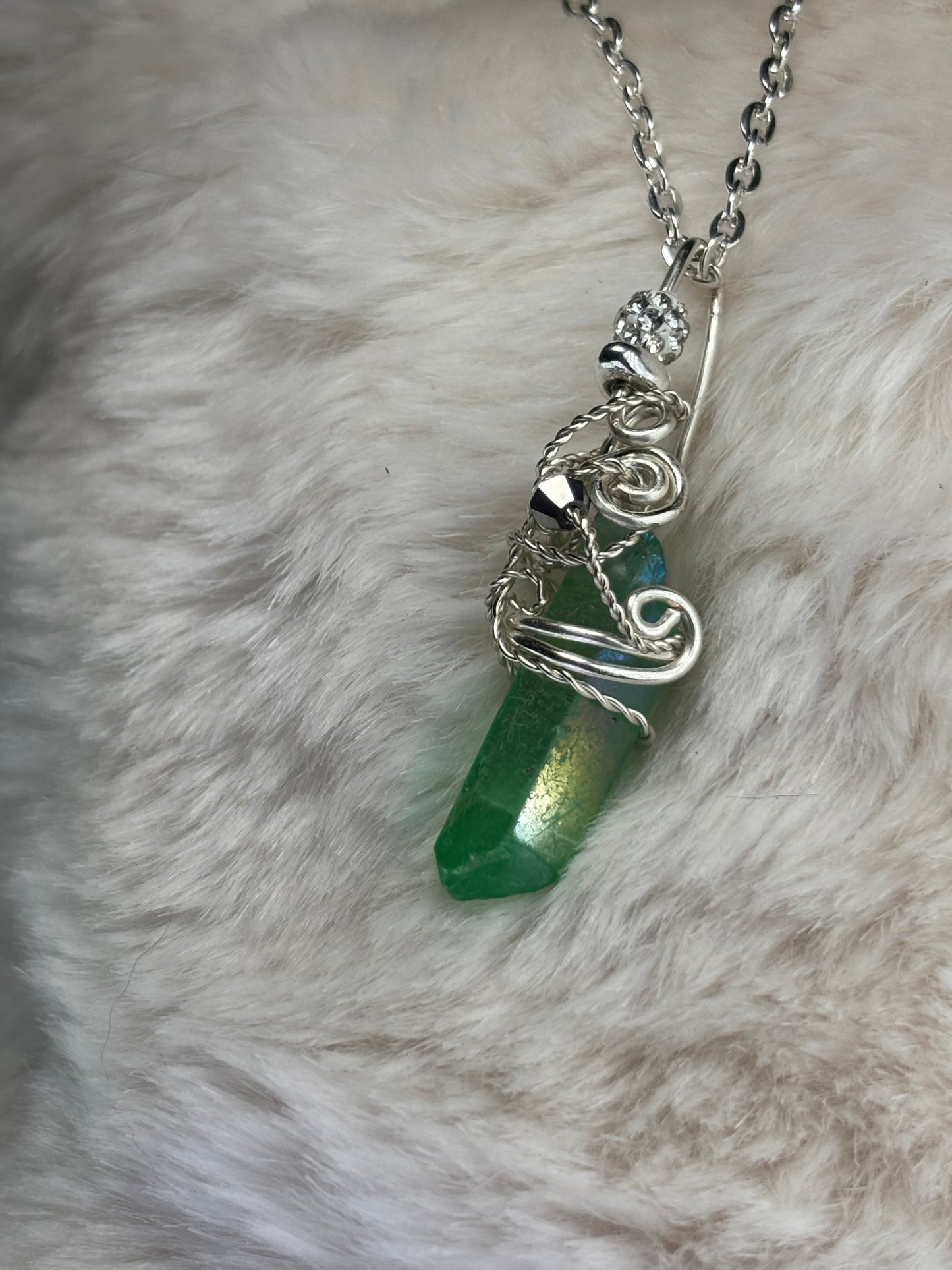 Green Daydream: green or irradiated crystal pendant