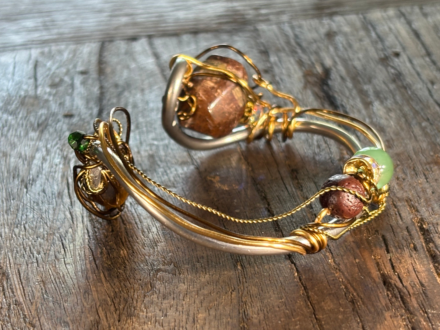 African Opal, tiger eye, Aberdeen, volcano rock ￼Bracelet: ￼