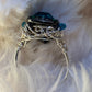 Turquoise green rhinestone ring in silver￼