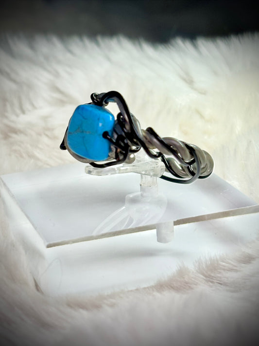 Silver, Blue Howlite Ring: ￼Captain Azure Wayfinder