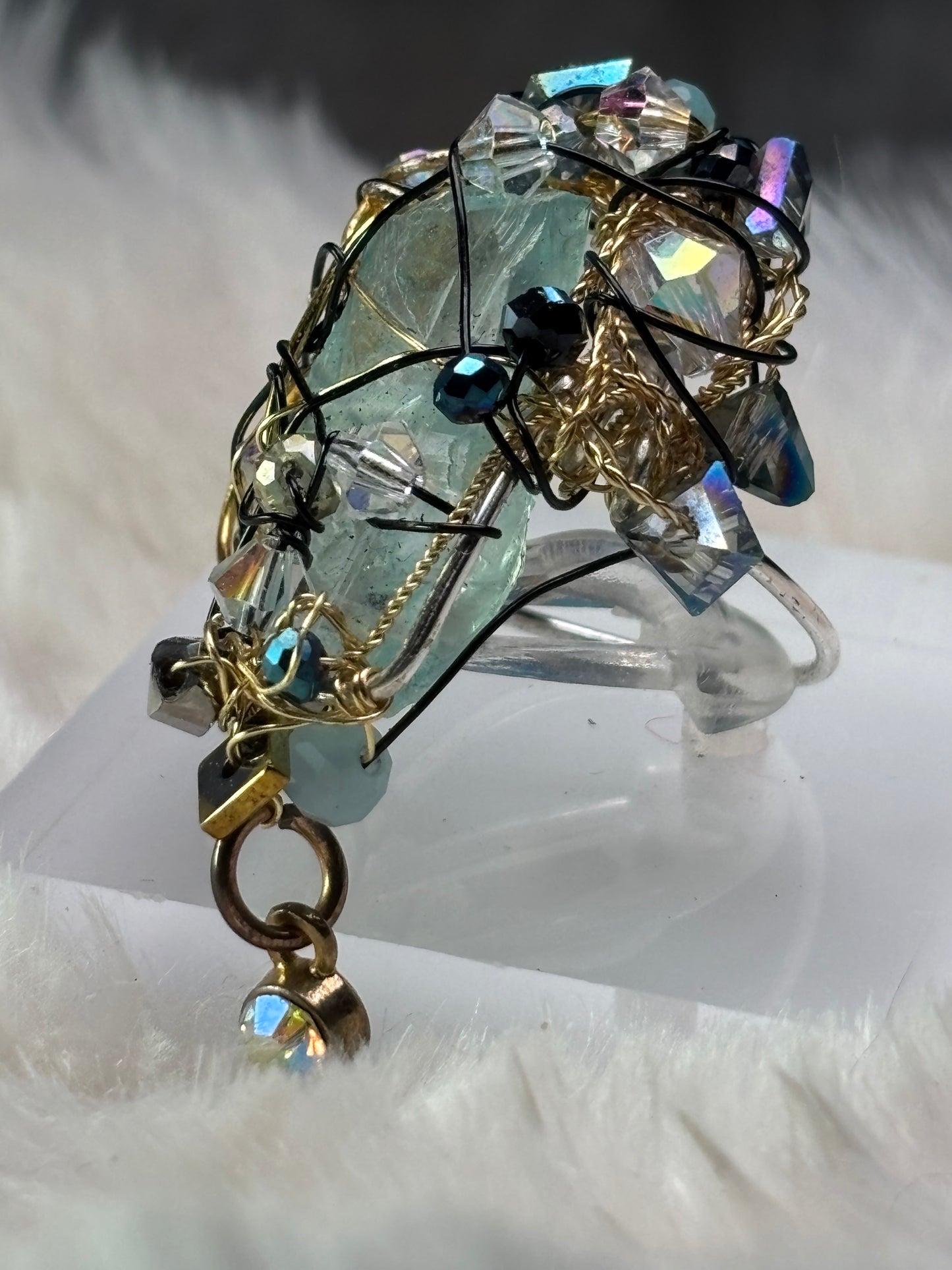 Glacial Empress: blue crystal ring ￼