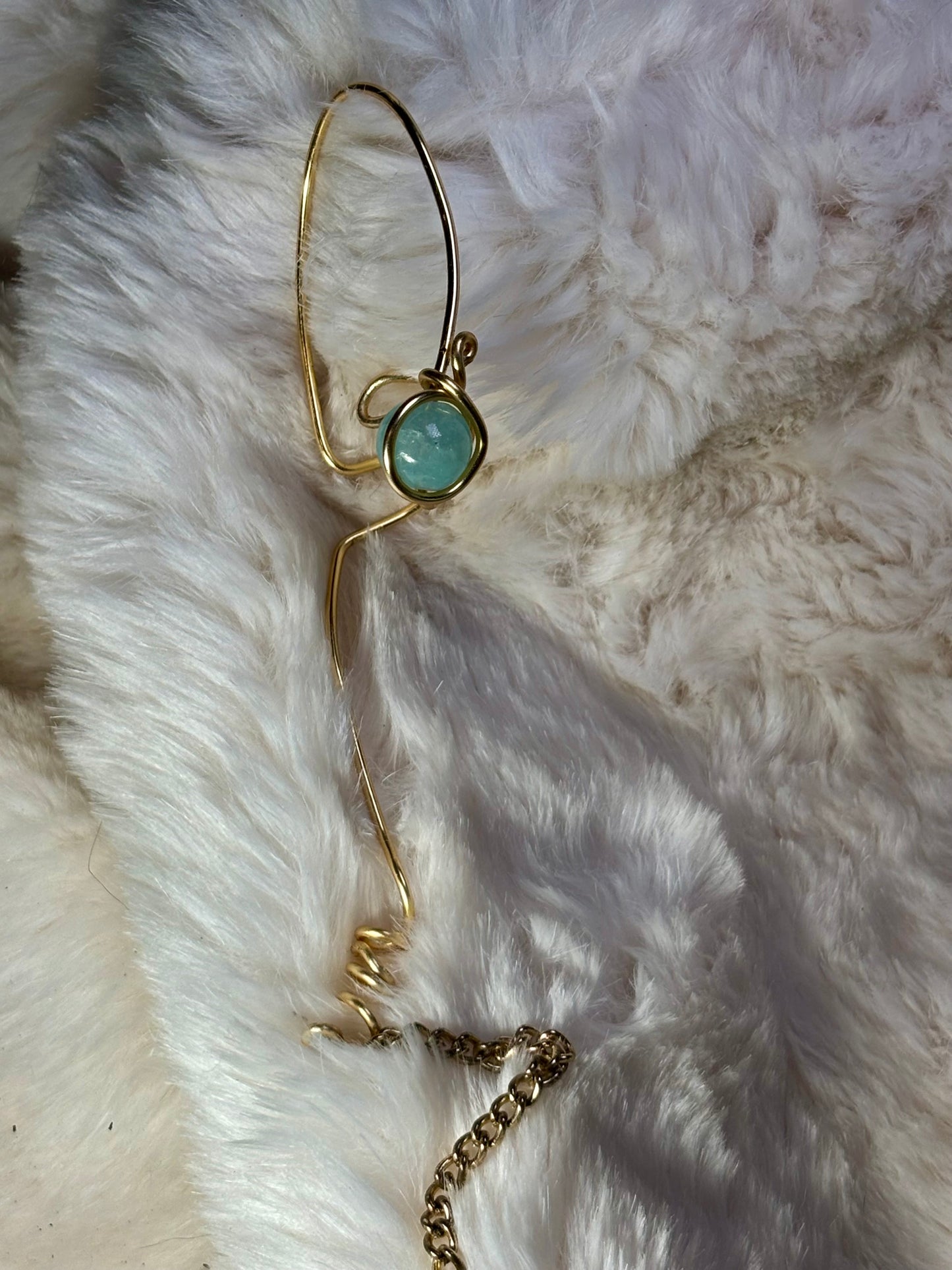 Breath of Peace — Golden Calm: Amazonite right Earcuff