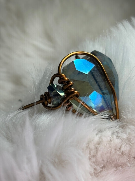 Crystal green heart ring