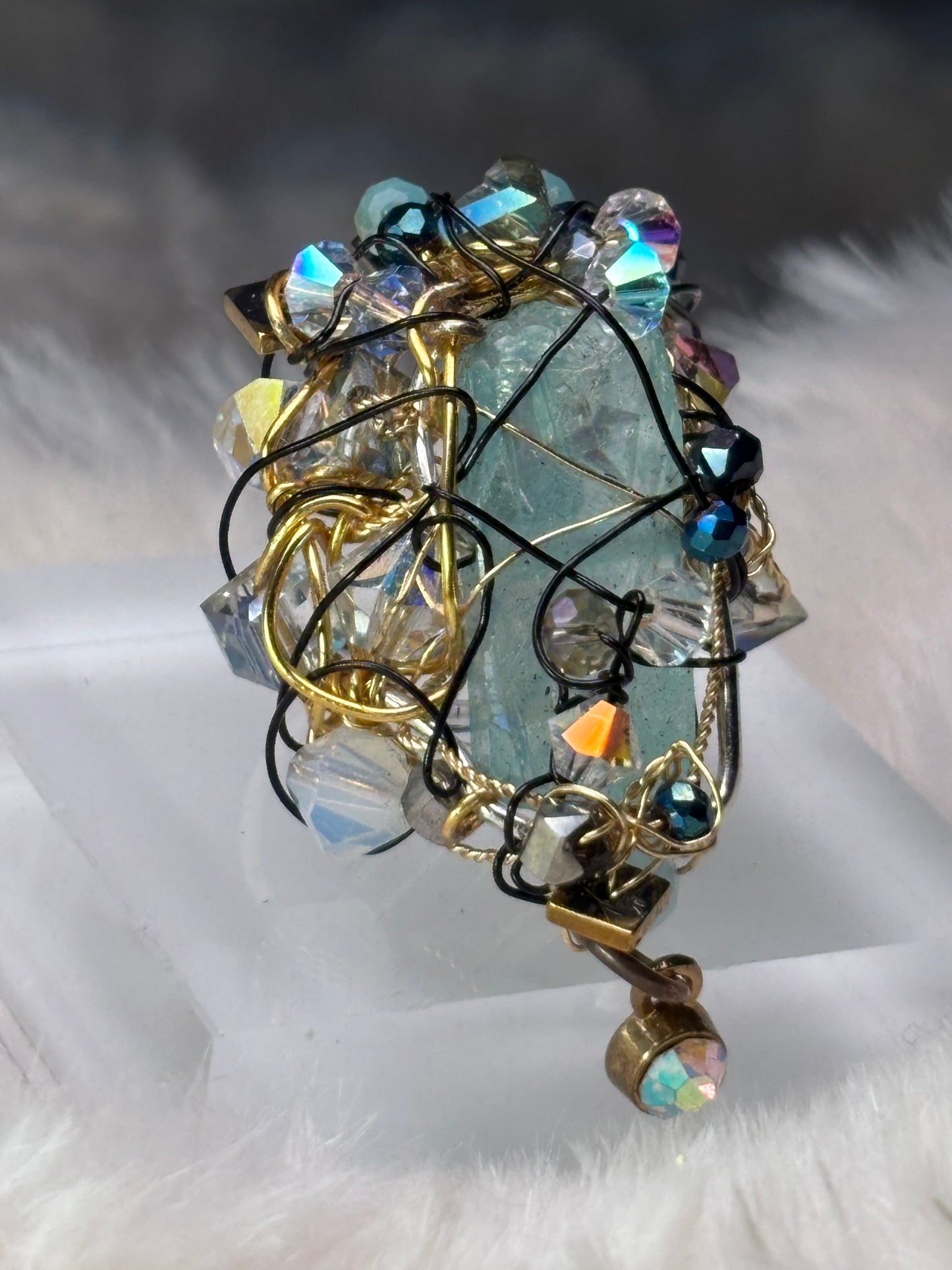 Glacial Empress: blue crystal ring ￼