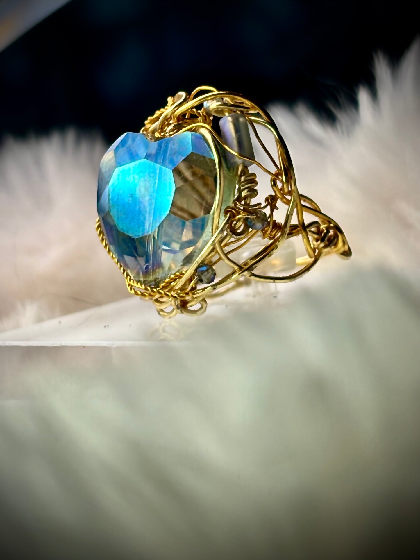 Trust my heart: crystal heart ring ￼
