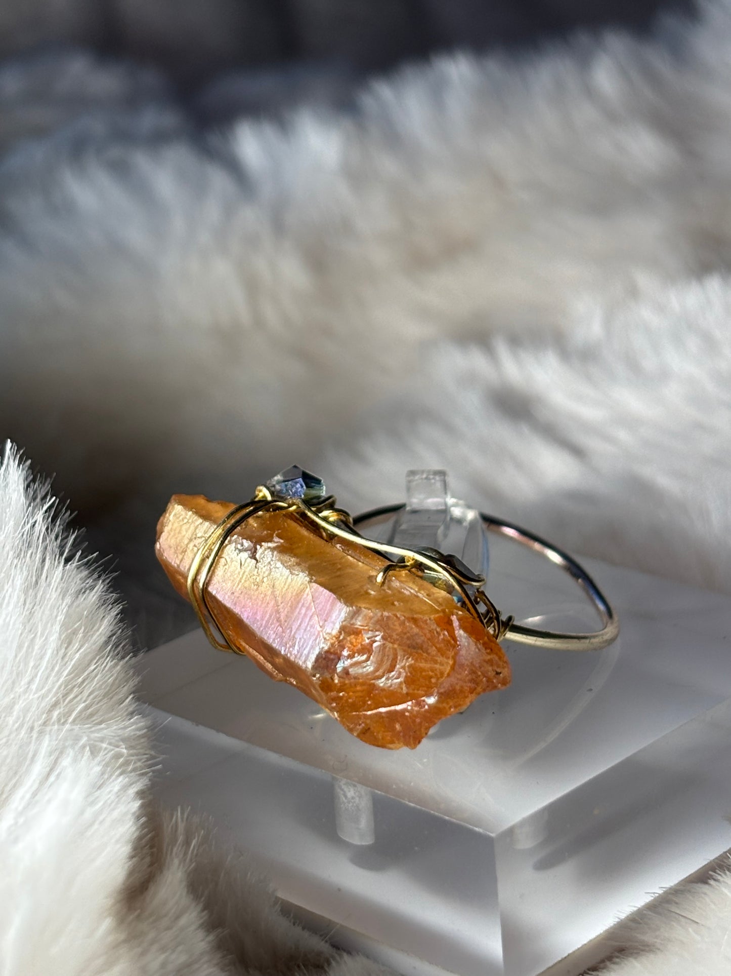 Sunburst Heat-treated Amethyst Ring:  Sun-Forged, Phoenix, Molten Earth