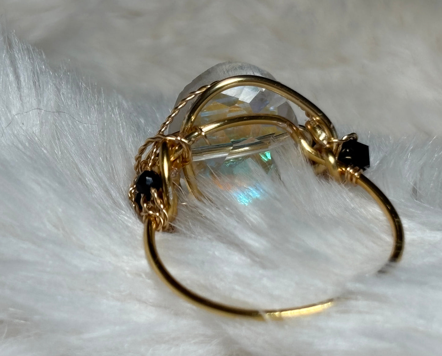 Brilliant Crystal in Gold Ring:￼Sunfire