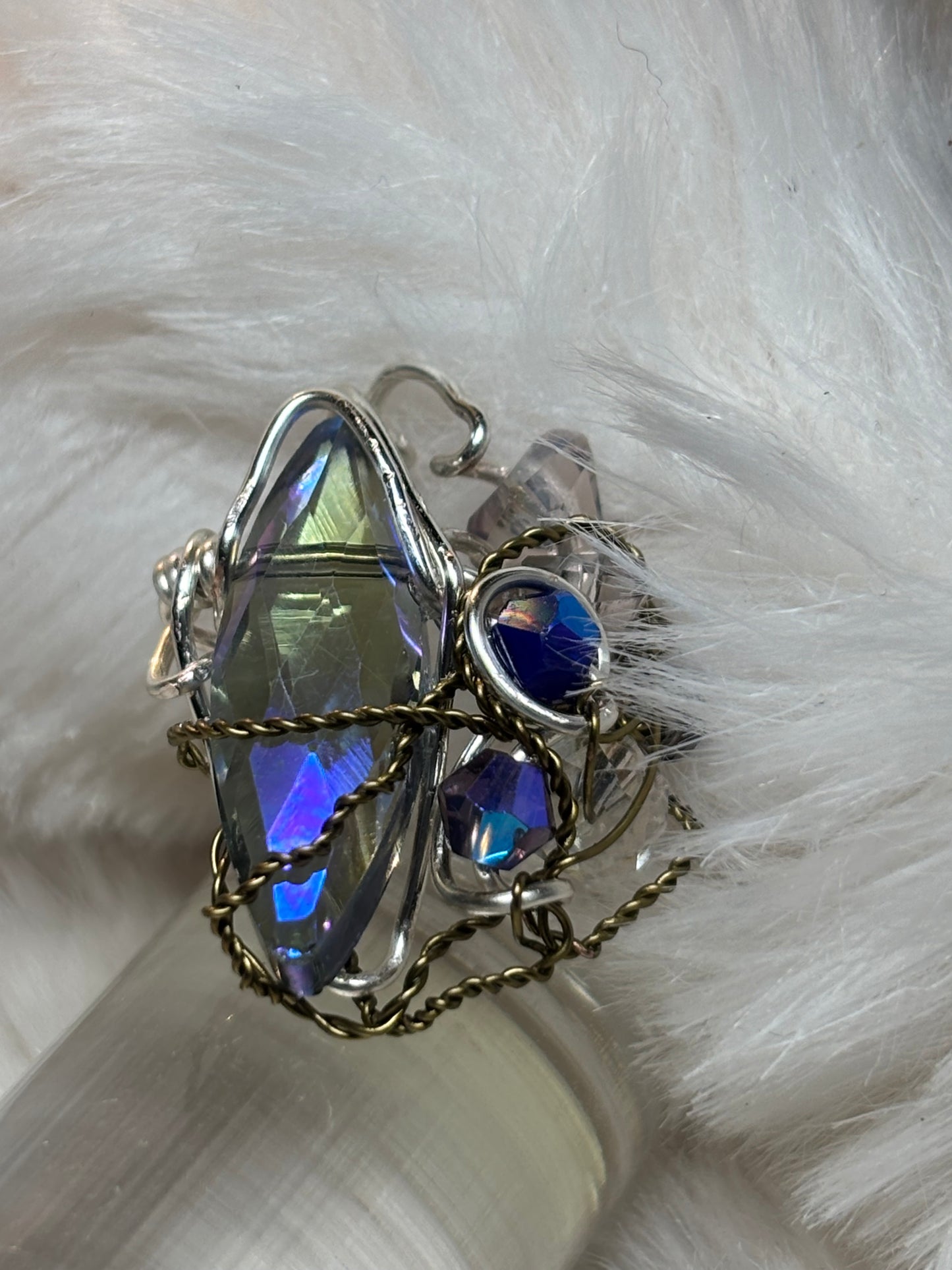 Crystal ring in silver: Comet sky ￼