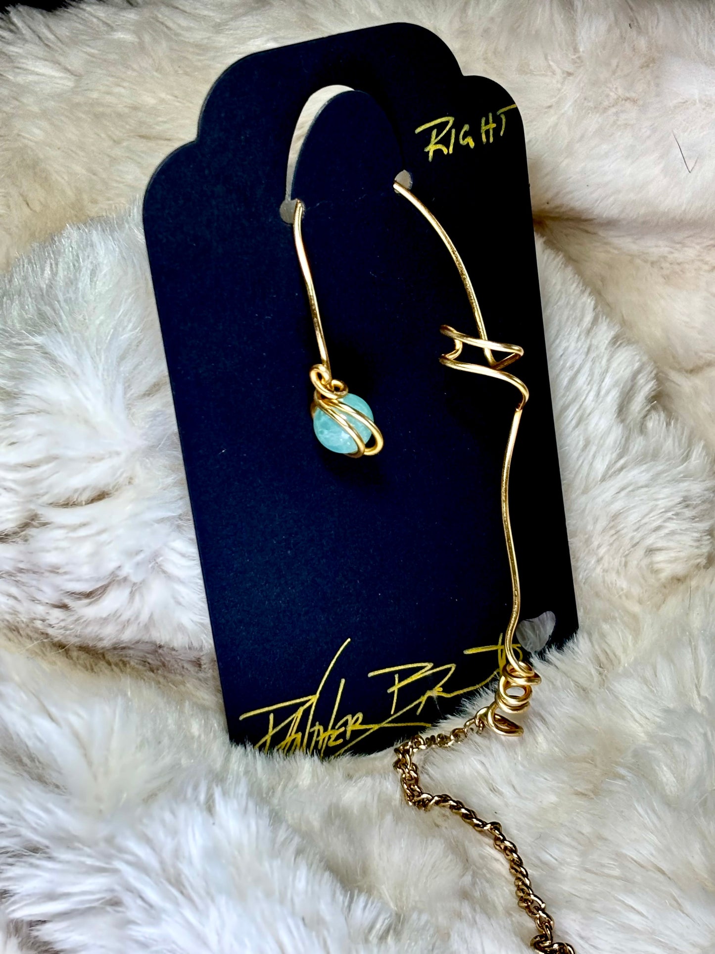 Breath of Peace — Golden Calm: Amazonite right Earcuff