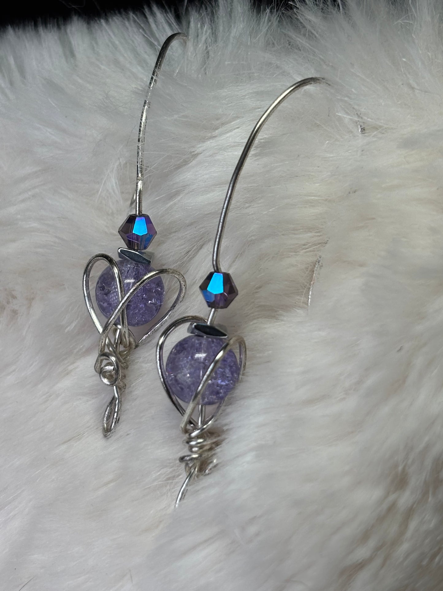 Dream Heart: violet￼lepidolite earrings ￼