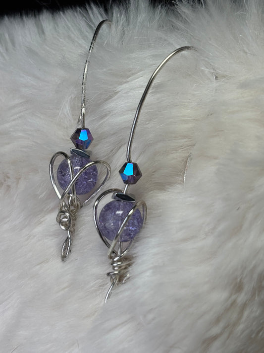 Dream Heart: violet￼lepidolite earrings ￼