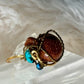 Gold stone, and turquoise ring