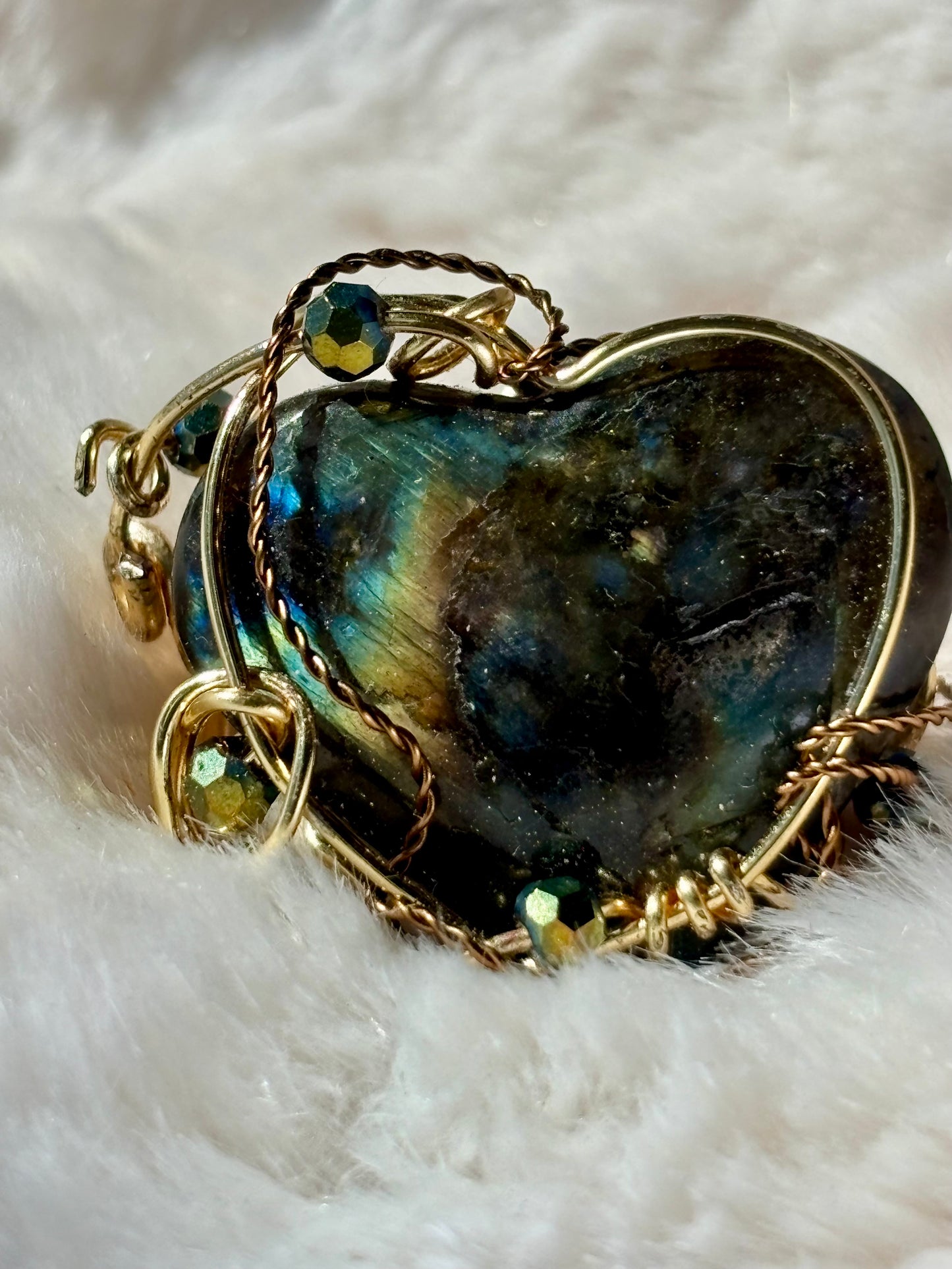Labradorite heart ring: Knowing￼