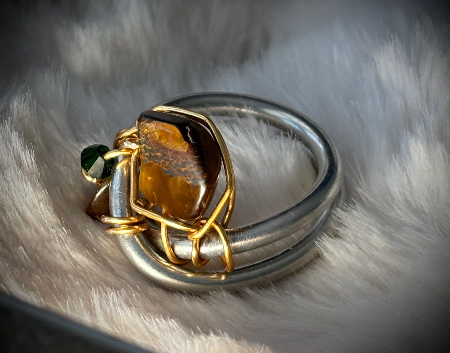 Tiger eye and silver ring: Stable Freedom￼