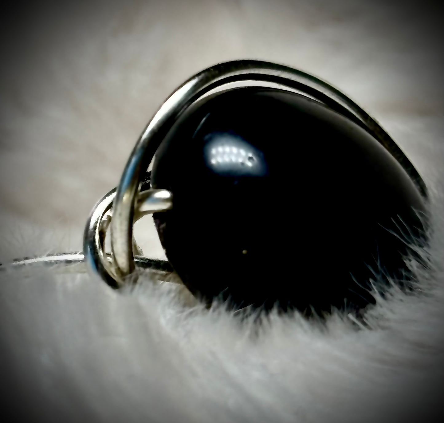 BLACK ONYX RING — SILVER