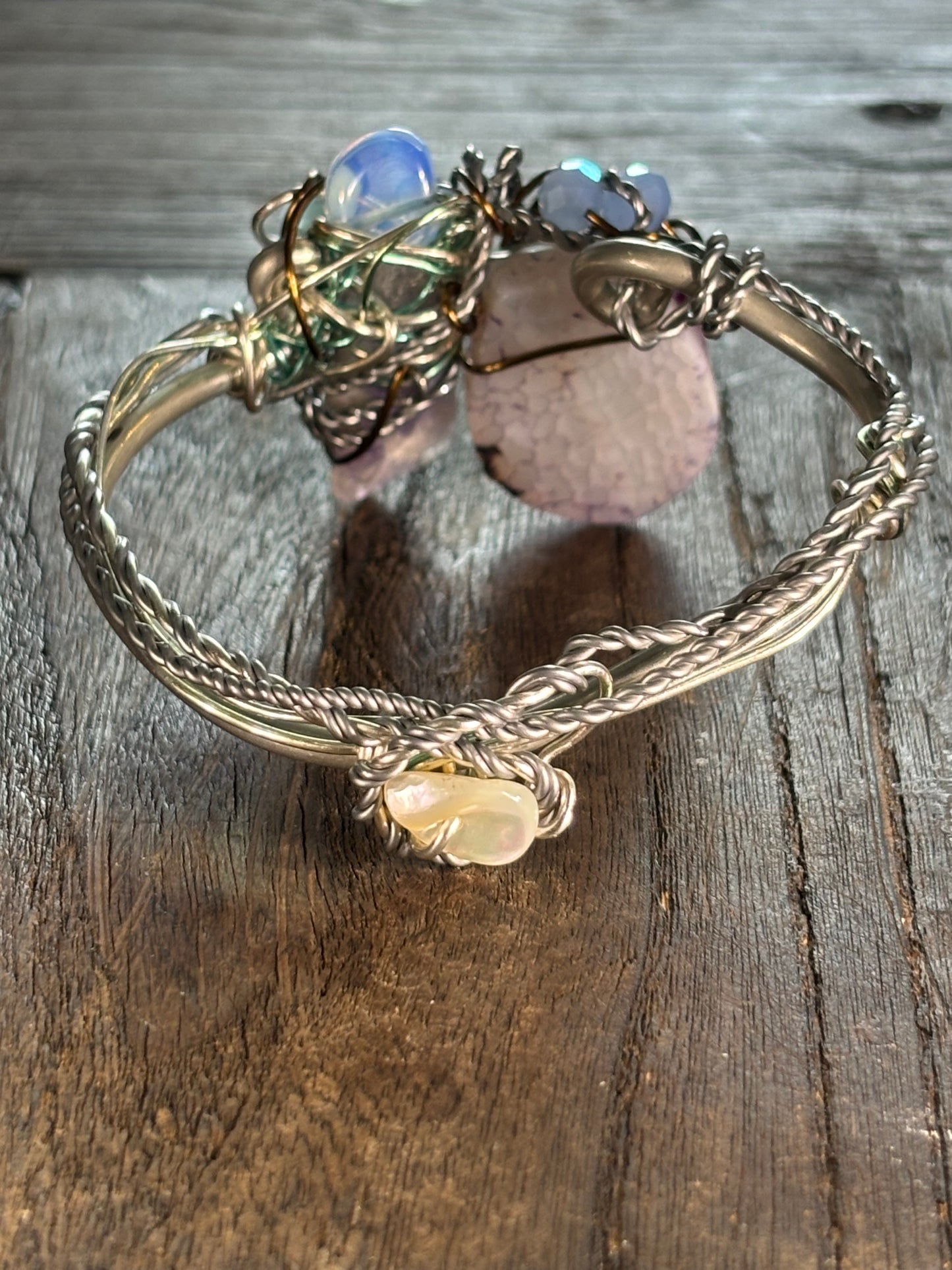 Dragon Vein Agate, Amethyst, Moonstone Bracelet:    DRAGON RIDER
