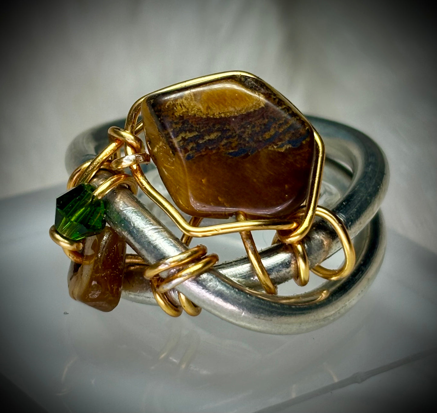 Tiger eye and silver ring: Stable Freedom￼