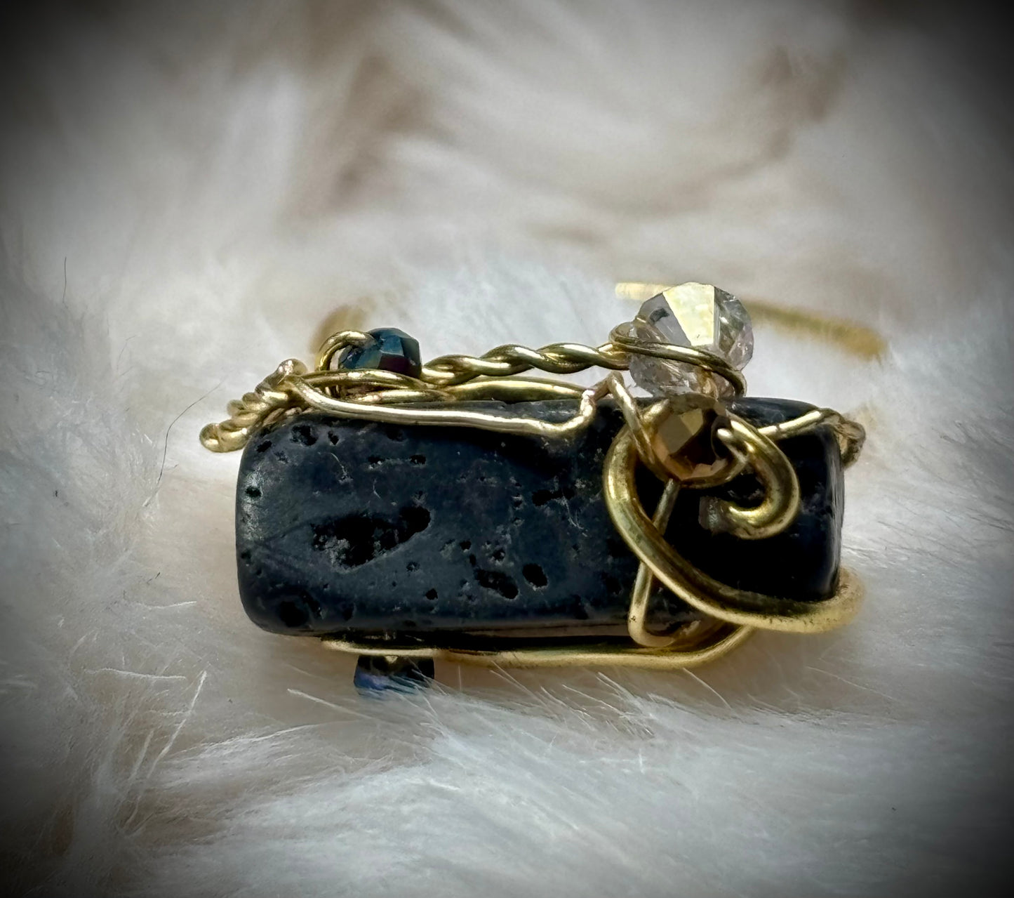 Lava Rock Ring in Gold ￼