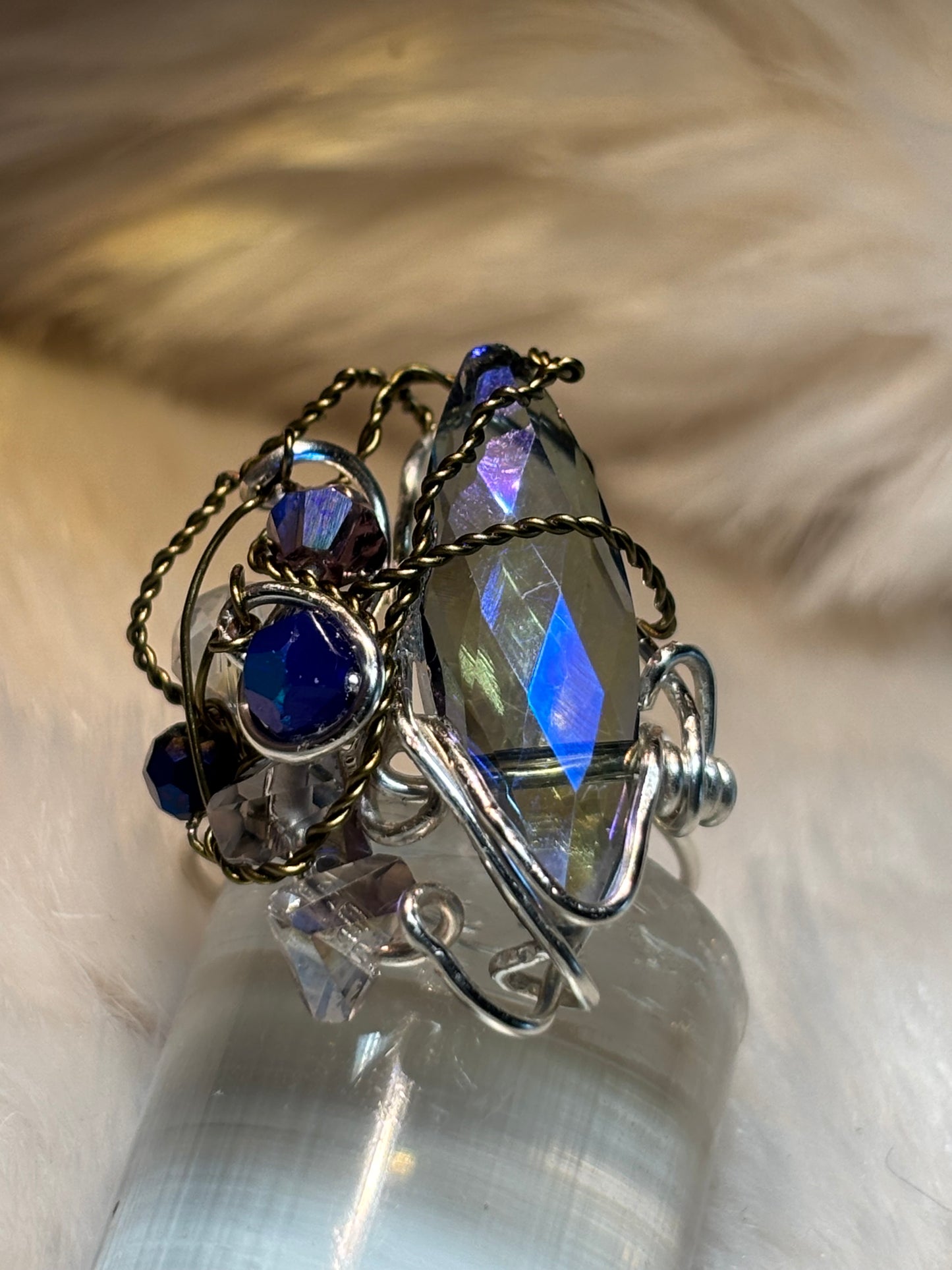 Crystal ring in silver: Comet sky ￼