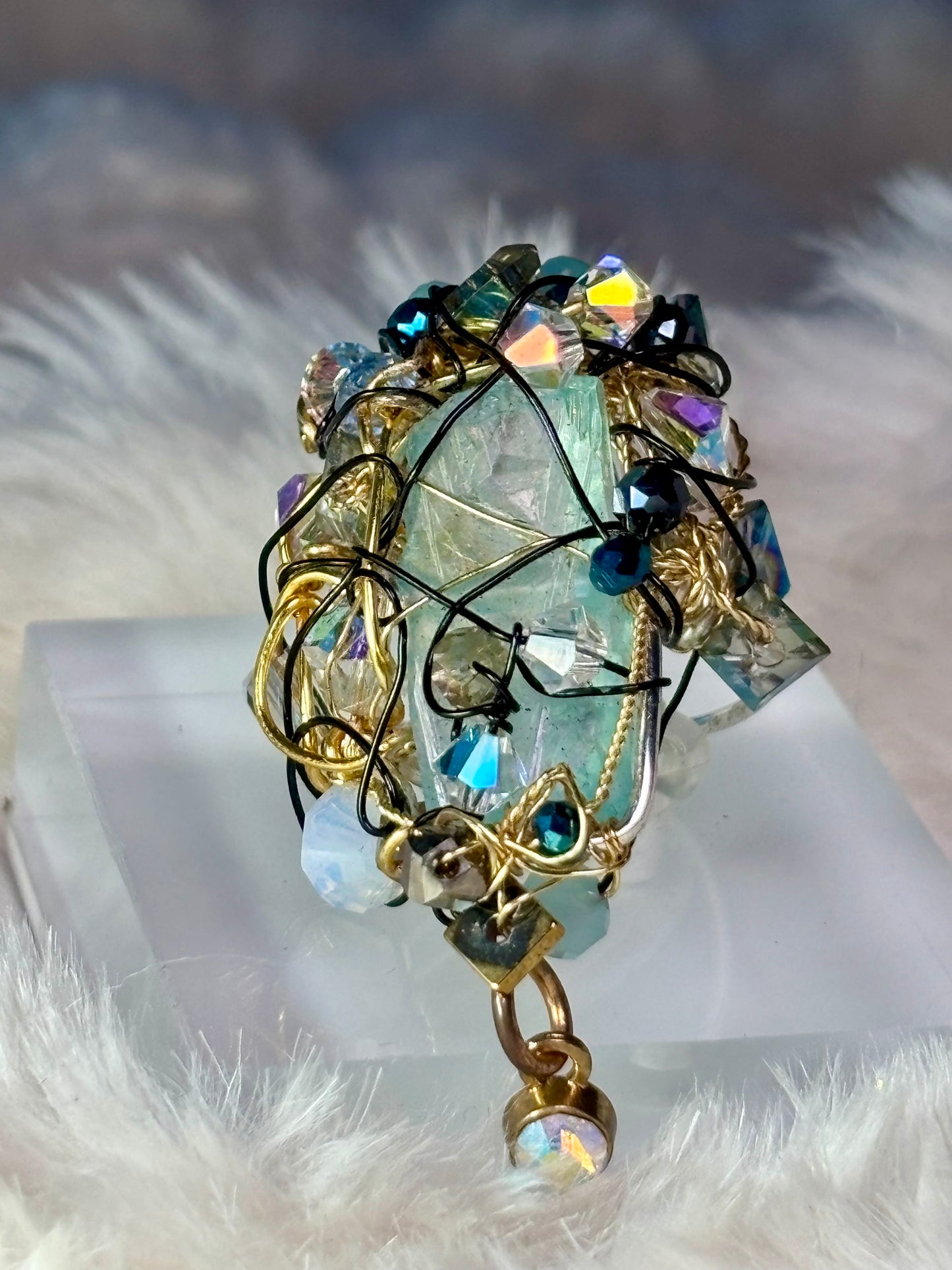 Glacial Empress: blue crystal ring ￼