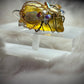Amber and Opal ring: ancient fire
