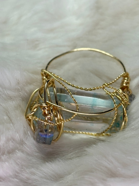 Aqua crystal ring: water royalty