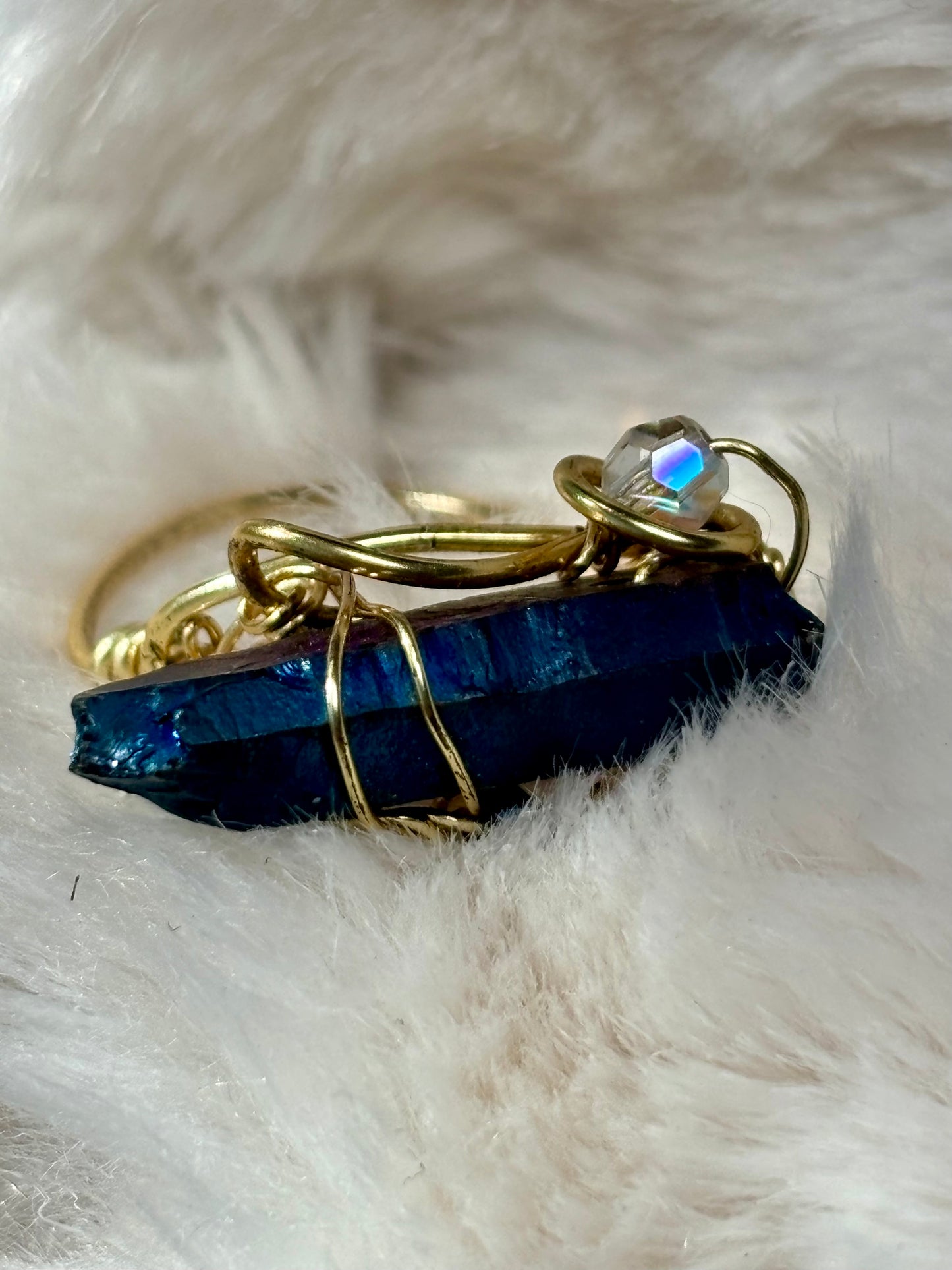 ELECTRIC BLUE:  AURA QUARTZ RING — GOLD