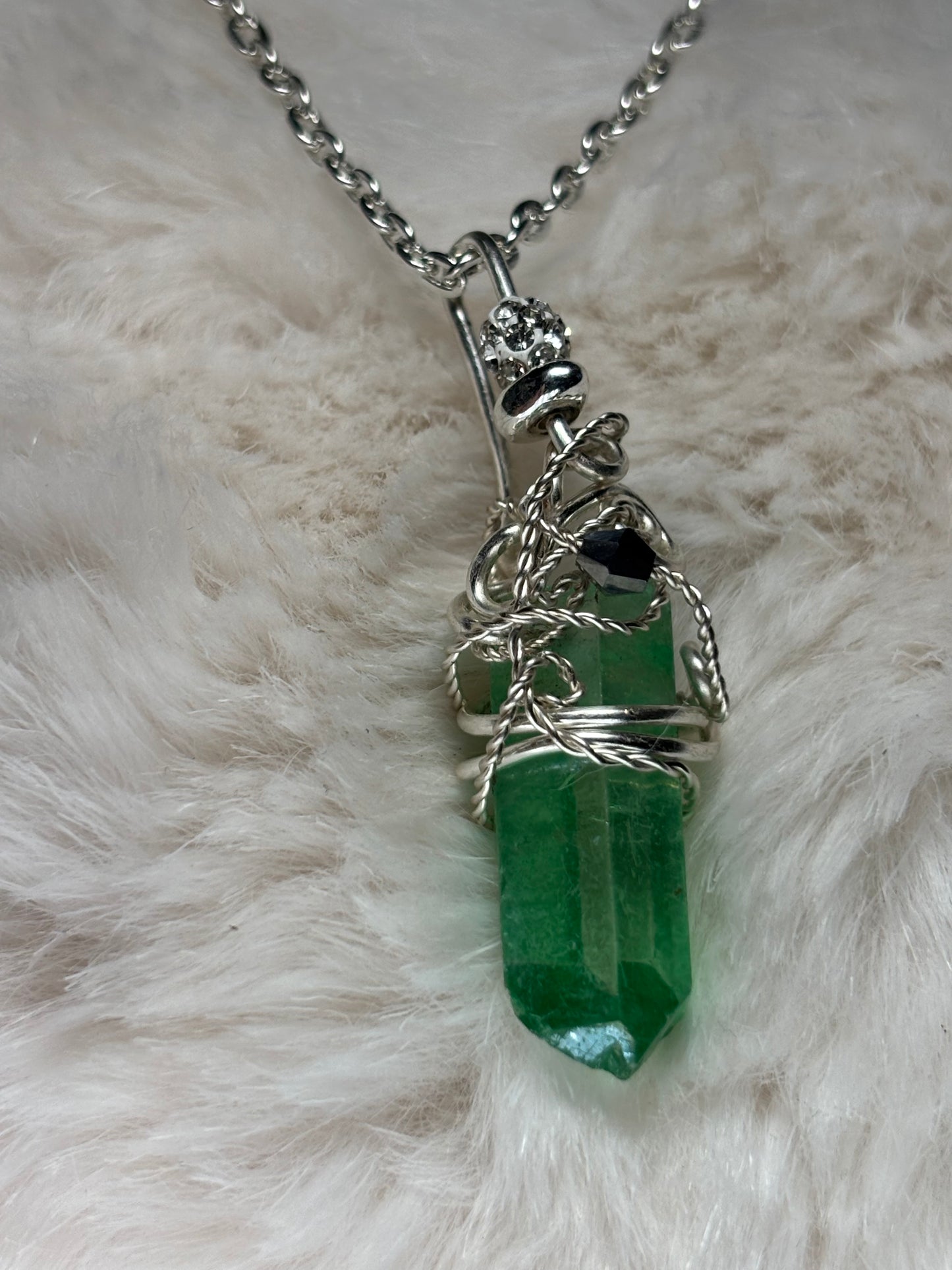 Green Daydream: green or irradiated crystal pendant