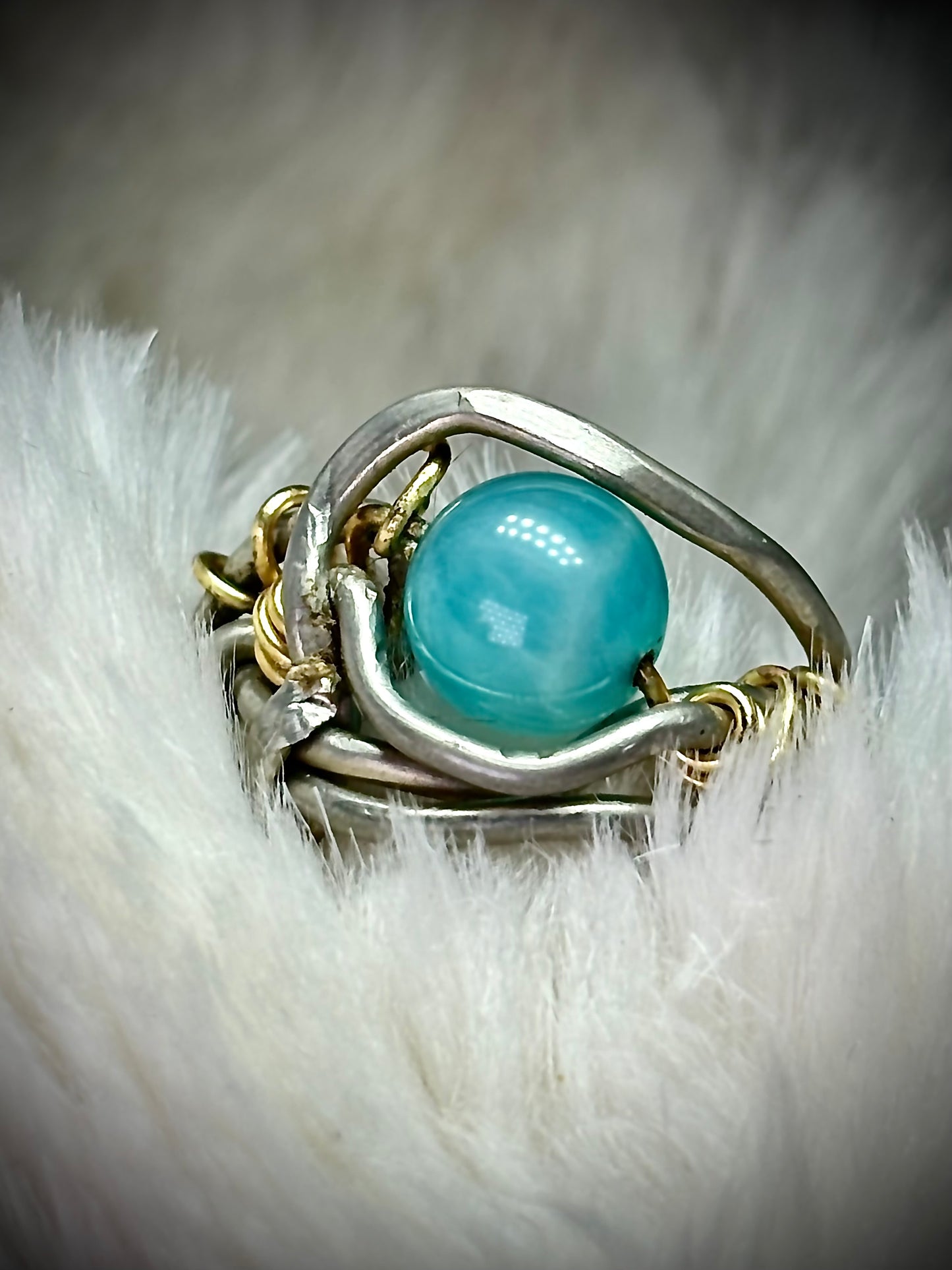 Aqua￼Amazonite and silver ring: ￼ my peace protects me ￼