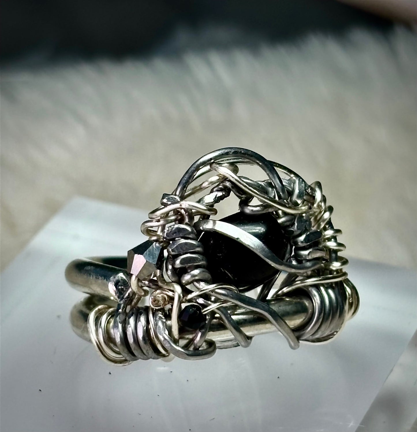 Black Onyx and Argentinian, silver ring: ￼ commanding strength
