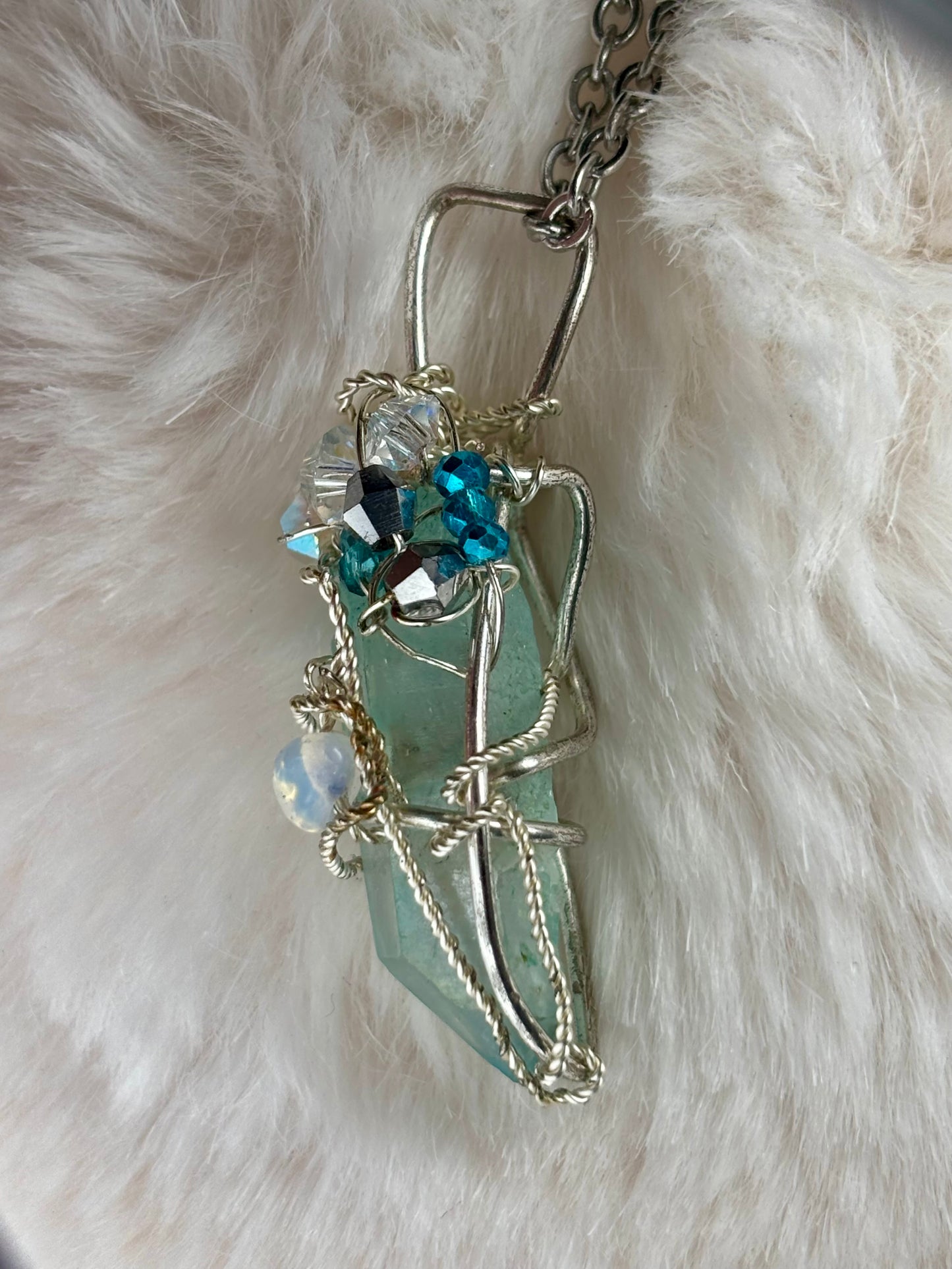 Hidden Prism, Rainbow Magic: green radiated crystal pendant
