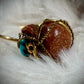 Gold stone, and turquoise ring