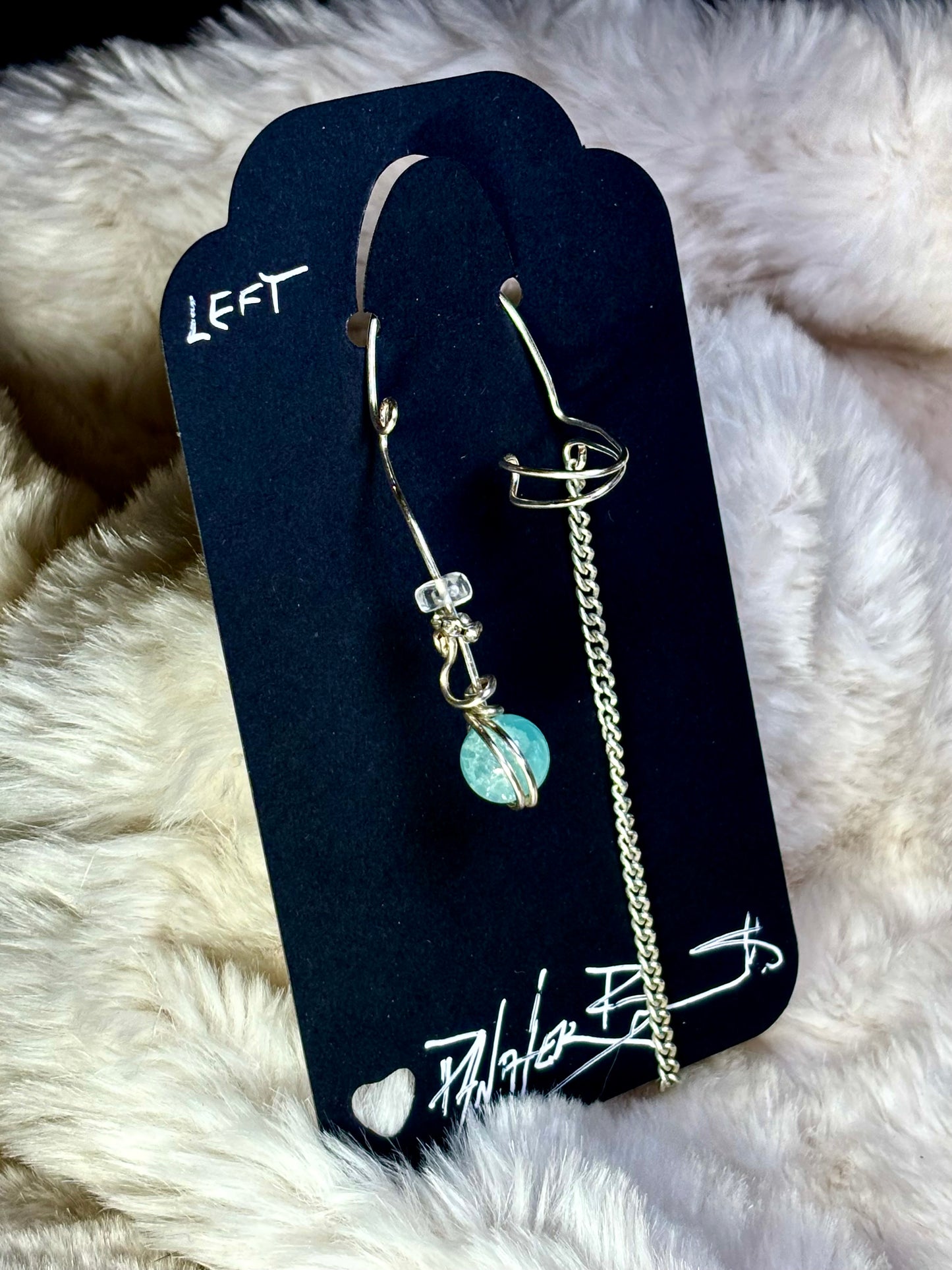 Quiet Within: Amazonite left silver Earcuff