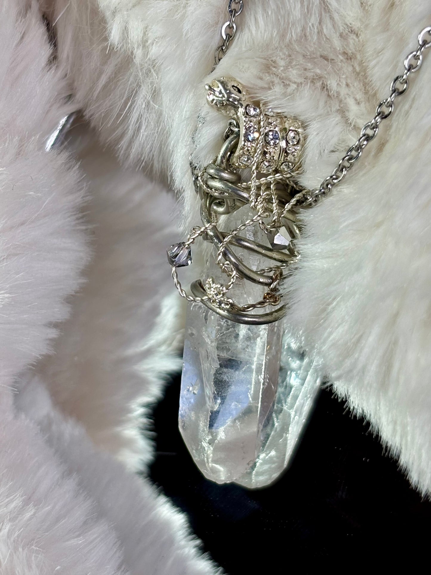 Crystal snake pendant: fearless strength