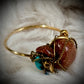 Gold stone, and turquoise ring