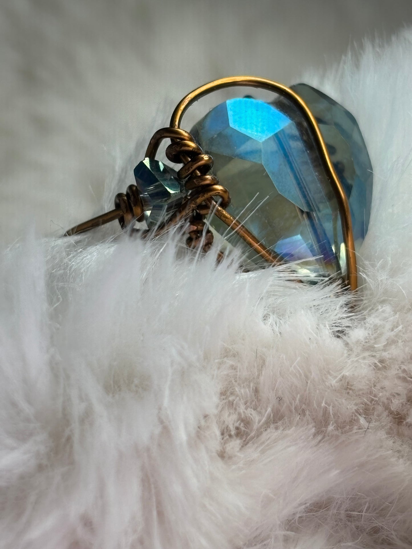 Crystal green heart ring
