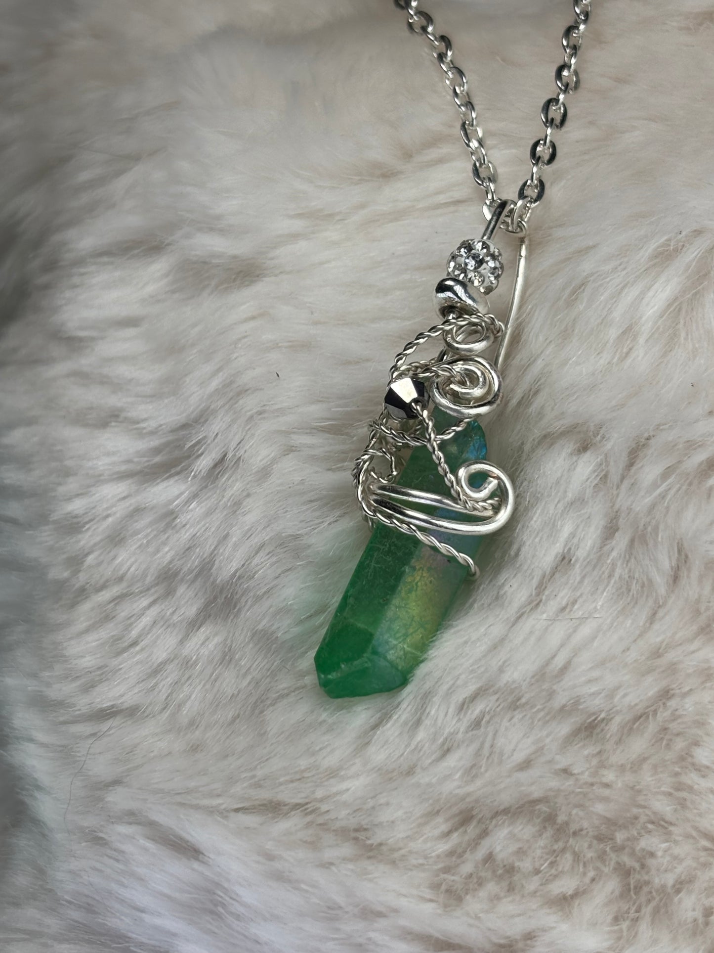 Green Daydream: green or irradiated crystal pendant